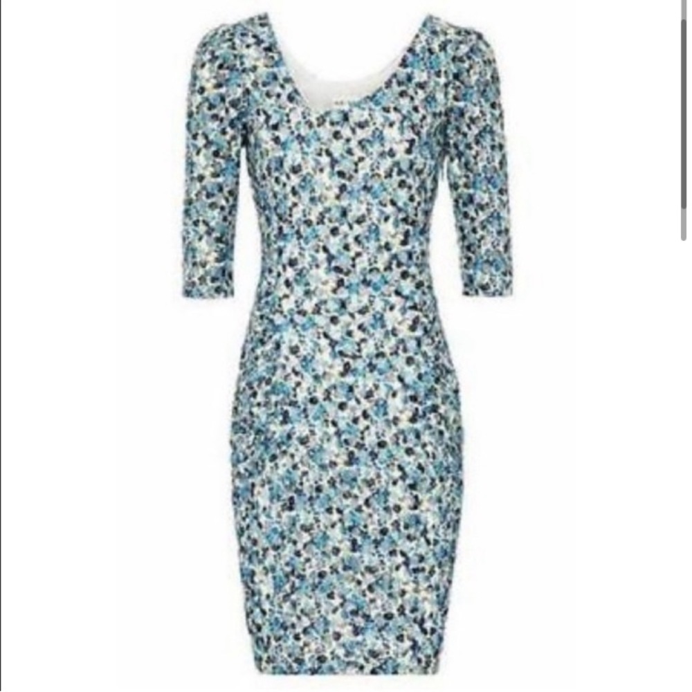 REISS Rachel Dress Ruched Bodycon Asymmetric Neck